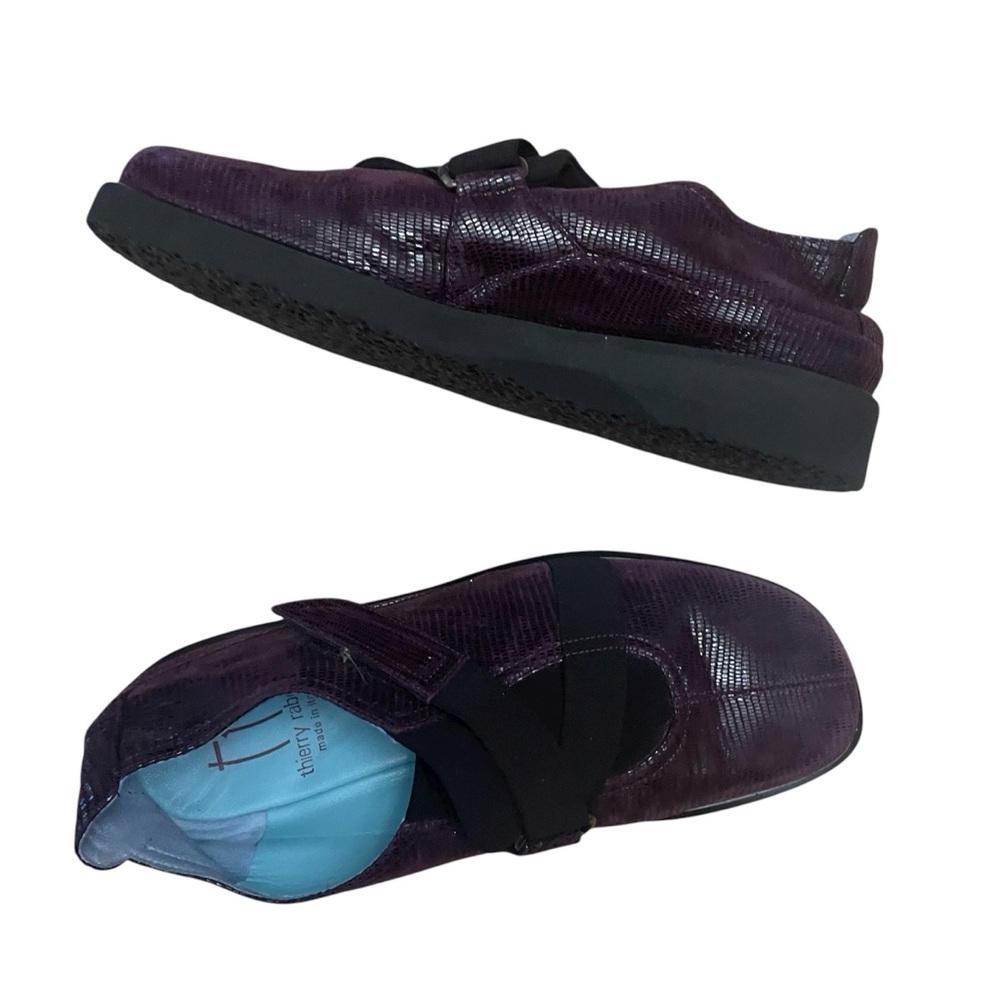 Thierry Rabotin Sahara Purple Leather Textured Flat Loafers Slip-Ons Women’s 37